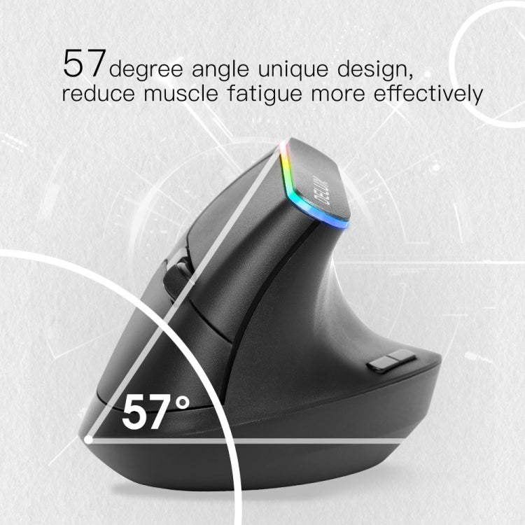 DELUX M618C Chuột không dây Bluetooth dọc RGB 6 phím 1600 DPI chế độ kép, M618C (trắng), M618C (đen)