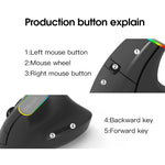 DELUX M618C Chuột không dây Bluetooth dọc RGB 6 phím 1600 DPI chế độ kép, M618C (trắng), M618C (đen)