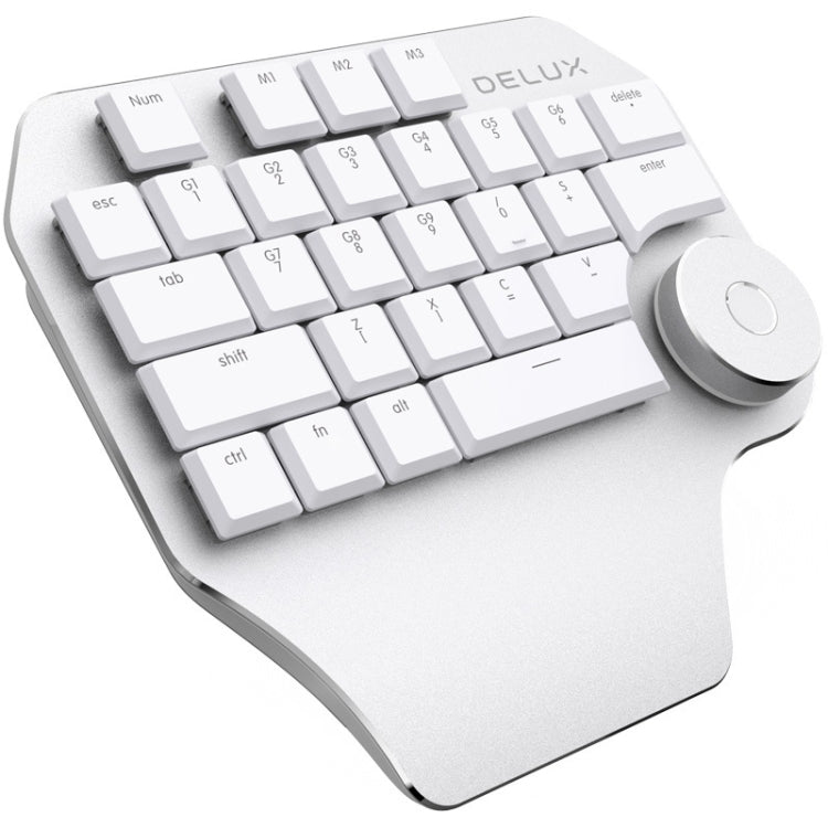 DELUX T11 Bàn phím một tay 29 phím phím tắt công cụ giọng nói, bàn phím phẳng, màu bạc