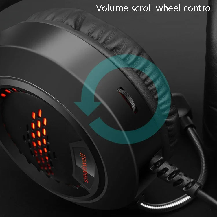 Tai nghe chơi game Smailwolf AK3 có dây phát sáng cho máy tính để bàn, kiểu dáng:, cắm đôi 3.5mm màu đen, cắm đơn USB màu đen