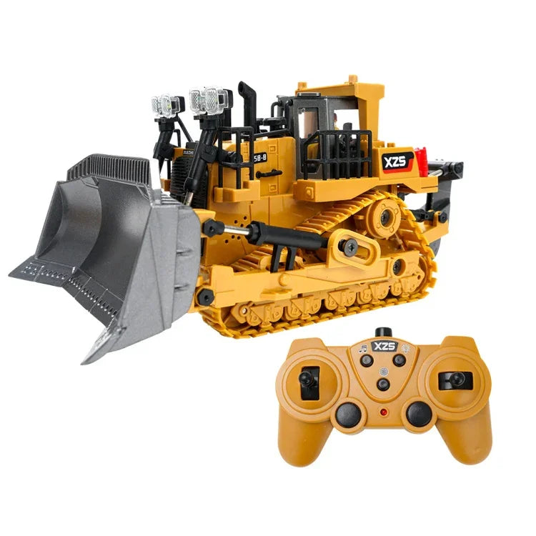 Đồ chơi điều khiển từ xa 2.4G máy ủi nặng 9 kênh, Máy xúc hợp kim điều khiển từ xa cho trẻ em, Máy xúc hợp kim 1031