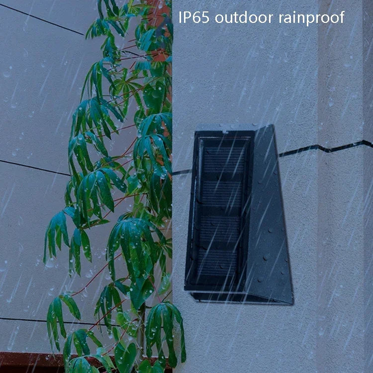 2 chiếc đèn tường năng lượng mặt trời N771 đèn lên xuống đèn tường ngoài trời đèn vườn, ánh sáng nhiều màu, ánh sáng ấm + trắng