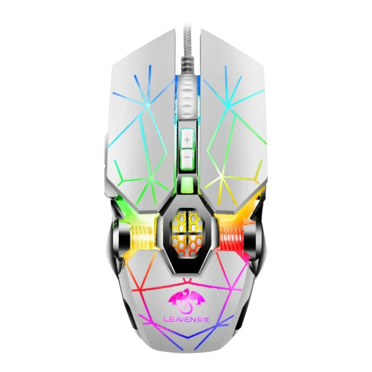 LEAVEN Chuột chơi game cơ có dây USB 7 phím 4000 DPI RGB phát sáng cho máy tính văn phòng, chiều dài cáp: 1.5m, S30 đen, S30 trắng, S30 hồng, S10 đen