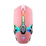 LEAVEN Chuột chơi game cơ có dây USB 7 phím 4000 DPI RGB phát sáng cho máy tính văn phòng, chiều dài cáp: 1.5m, S30 đen, S30 trắng, S30 hồng, S10 đen