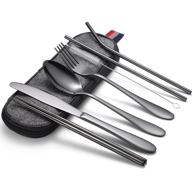 Bộ dao muỗng đũa 7 trong 1 và ống hút bằng thép không gỉ, bộ dao muỗng đũa di động, bạc + túi nhẹ, vàng + túi nhẹ, hồng + túi nhẹ, Symphony + túi nhẹ, đen + túi nhẹ, bạc + túi dày, vàng + túi dày, hồng + túi dày, Symphony + túi dày...
