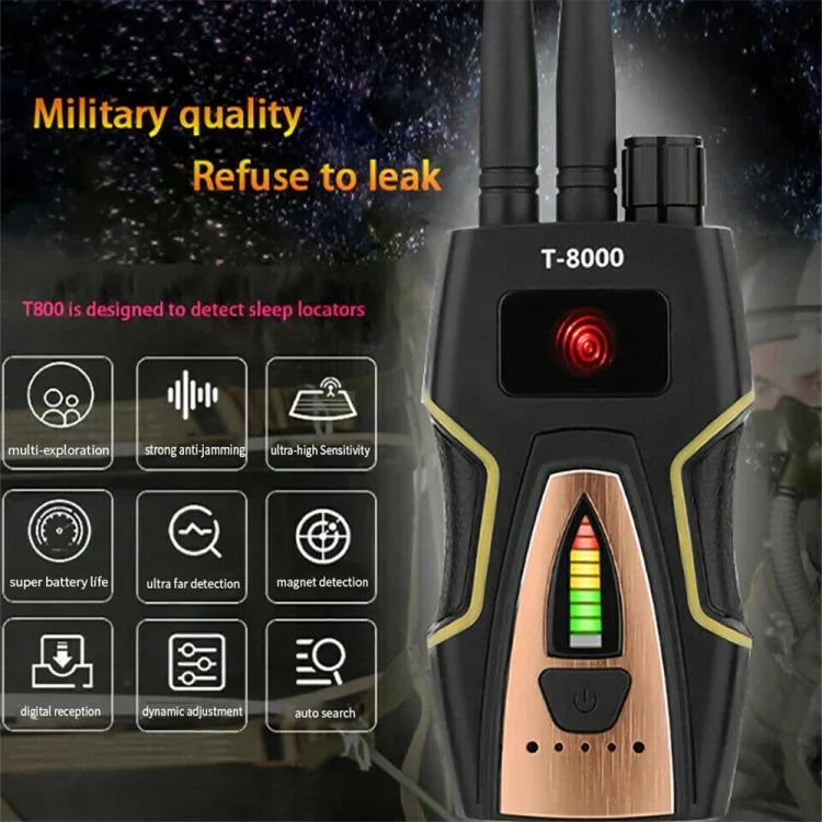 Máy phát hiện tín hiệu không dây T8000, Phòng thủ GPS, Tìm vị trí, Chống quay lén, Chống theo dõi, Dụng cụ phát hiện