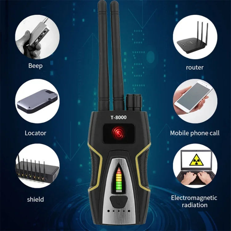 Máy phát hiện tín hiệu không dây T8000, Phòng thủ GPS, Tìm vị trí, Chống quay lén, Chống theo dõi, Dụng cụ phát hiện