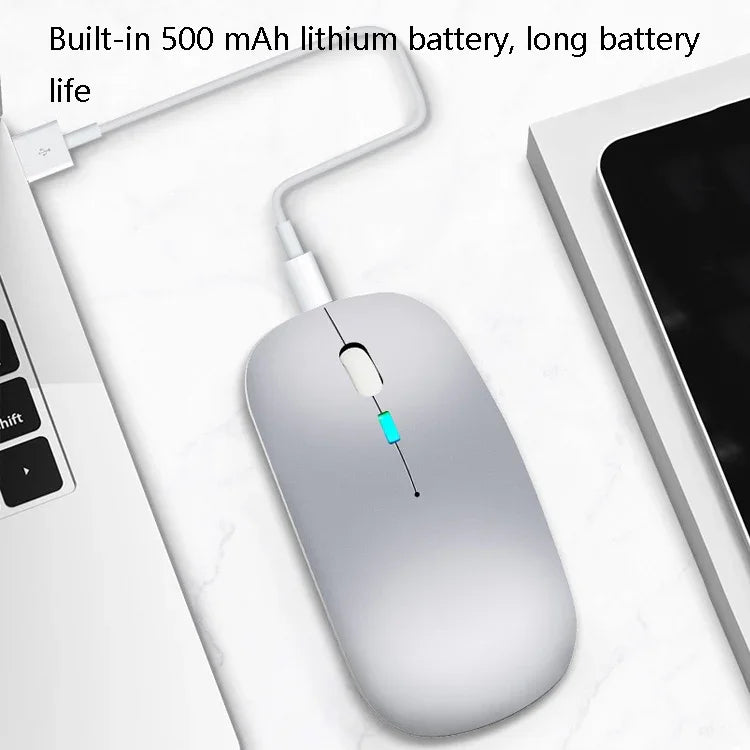 Y20 Chuột không dây sạc phát sáng nhiều màu 4 phím im lặng cho laptop và game, 2.4G + Bluetooth (bạc)