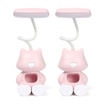 2 chiếc đèn bàn đọc sách LED bảo vệ mắt FY6601 kèm giá đỡ bút hình hoạt hình, màu hồng, xanh dương, xanh lá