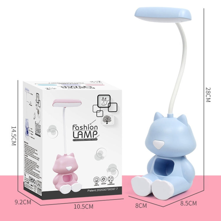 2 chiếc đèn bàn đọc sách LED bảo vệ mắt FY6601 kèm giá đỡ bút hình hoạt hình, màu hồng, xanh dương, xanh lá