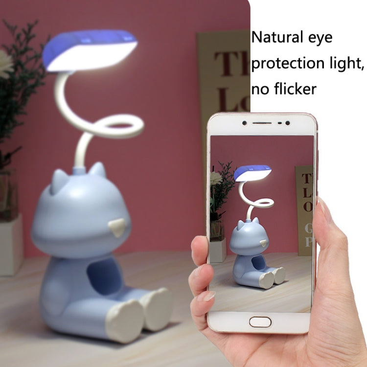 2 chiếc đèn bàn đọc sách LED bảo vệ mắt FY6601 kèm giá đỡ bút hình hoạt hình, màu hồng, xanh dương, xanh lá