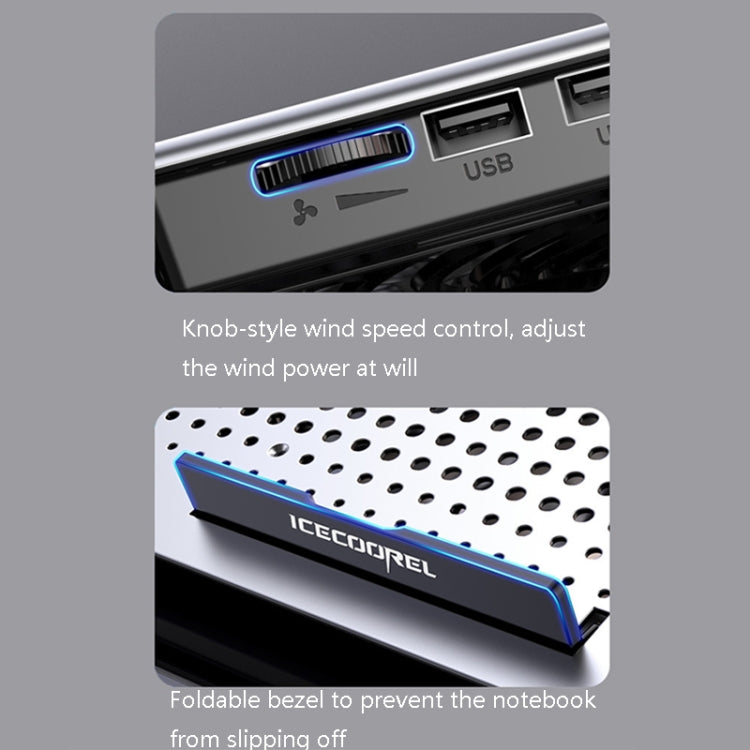 Giá đỡ tản nhiệt laptop hợp kim nhôm ICE COOREL, yên tĩnh, màu bạc không gian, vàng tungsten đen, sáu quạt bạc không gian, sáu quạt vàng tungsten đen