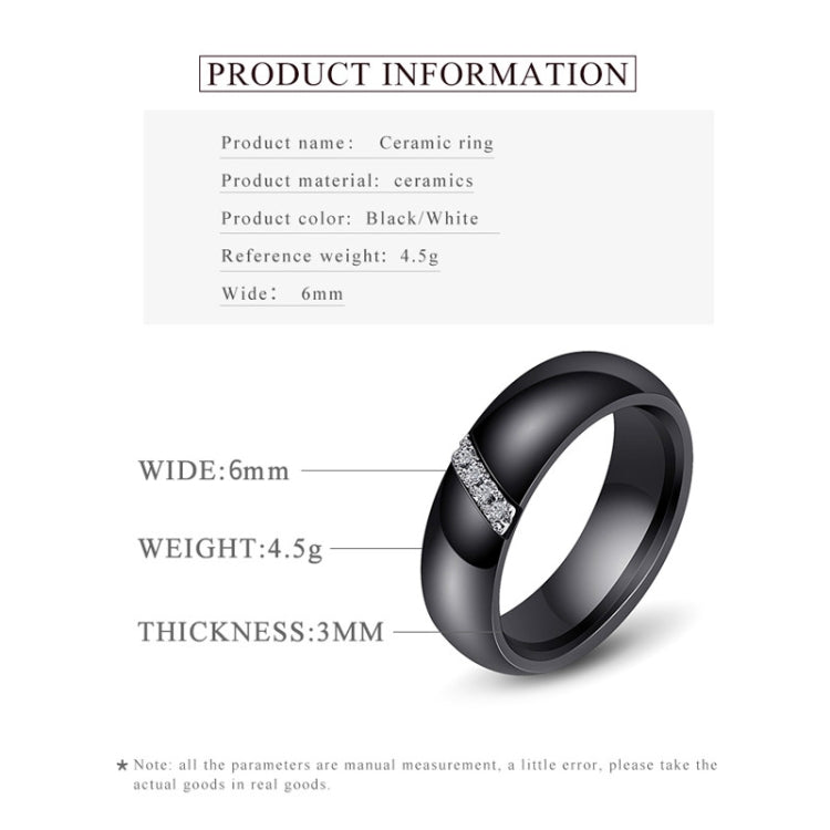 Nhẫn gốm nano đơn giản, nhẫn titan thời trang với zircon, size 10, 7, 8, 9, 6