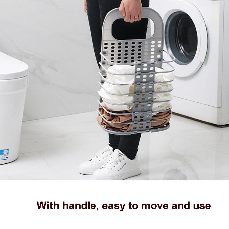 Giỏ đựng quần áo bẩn gấp gọn treo tường phòng tắm gia đình không cần đục lỗ, giỏ đựng đồ chơi, màu trắng, xám