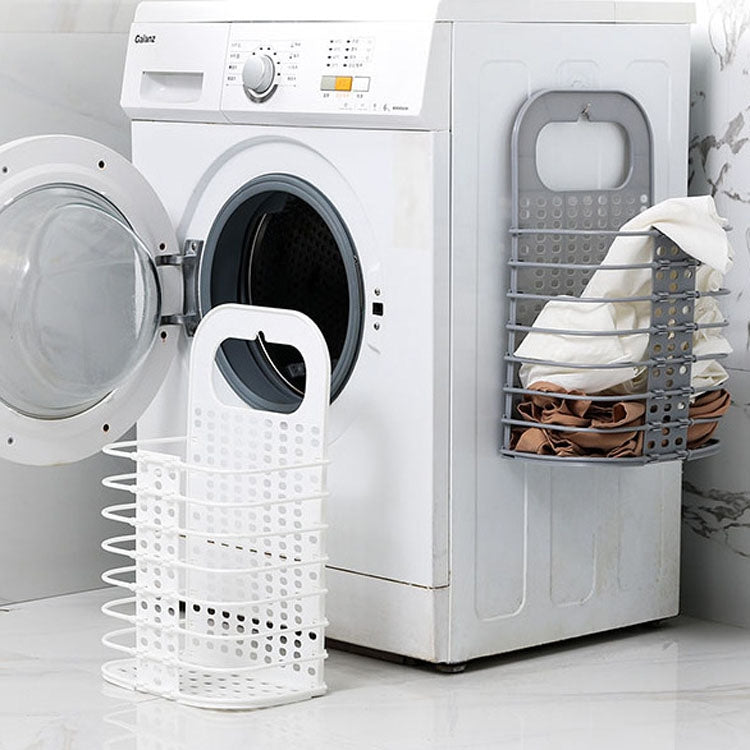 Giỏ đựng quần áo bẩn gấp gọn treo tường phòng tắm gia đình không cần đục lỗ, giỏ đựng đồ chơi, màu trắng, xám