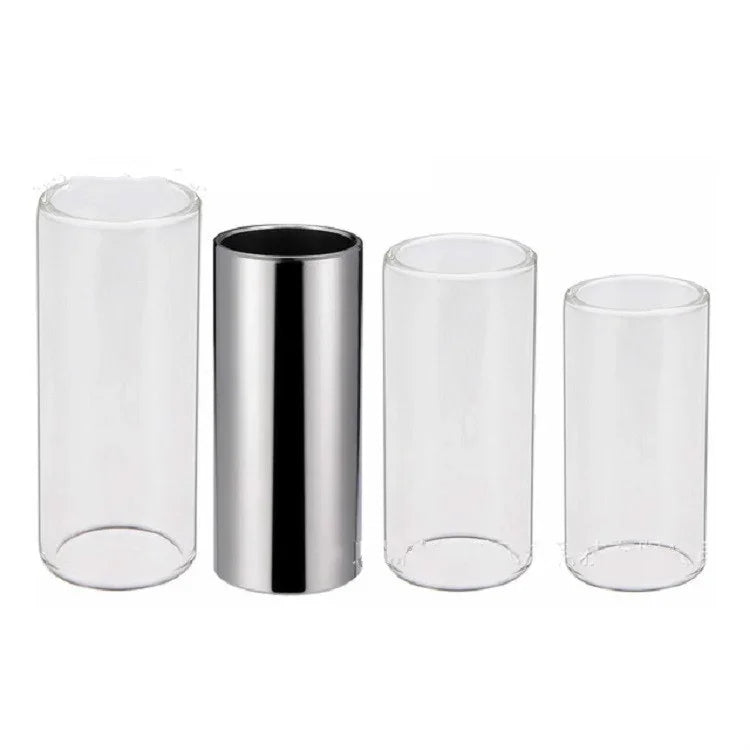 Bộ 4 trong 1 gồm thanh trượt Plexiglass + thanh trượt thép không gỉ + móng tay guitar Celluloid + hộp nhựa, thanh trượt Plexiglass