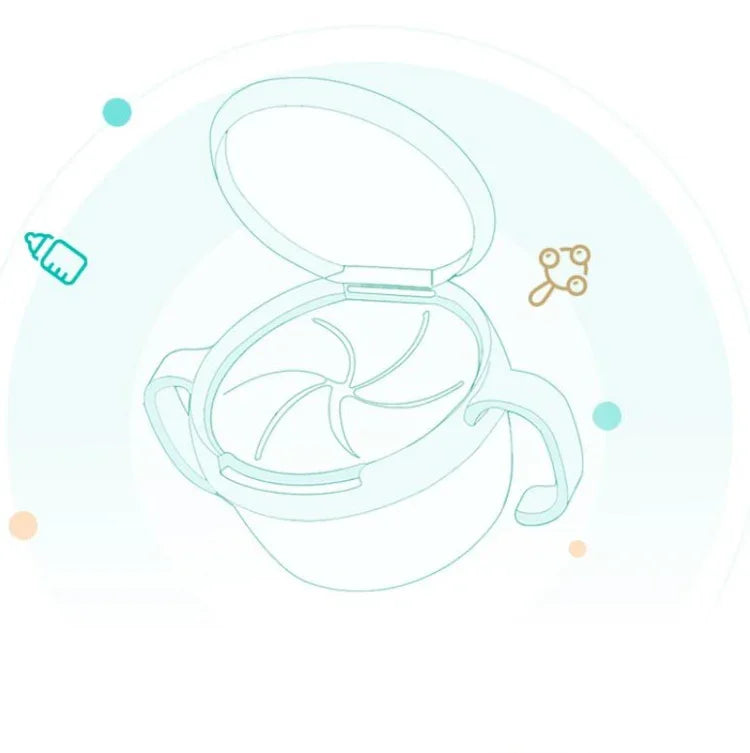 Bát đồ ăn nhẹ cho bé, bát đựng thức ăn cho trẻ em, chống tràn, xoay 360 độ, đĩa ăn cứng cho bé, bộ đồ ăn cho bé
