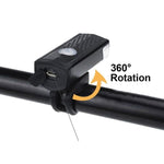 Đèn xe đạp nổi bật sạc USB chống nước, bộ đèn pha và đèn hậu xe đạp, đèn pha + đèn hậu (Màu đen)