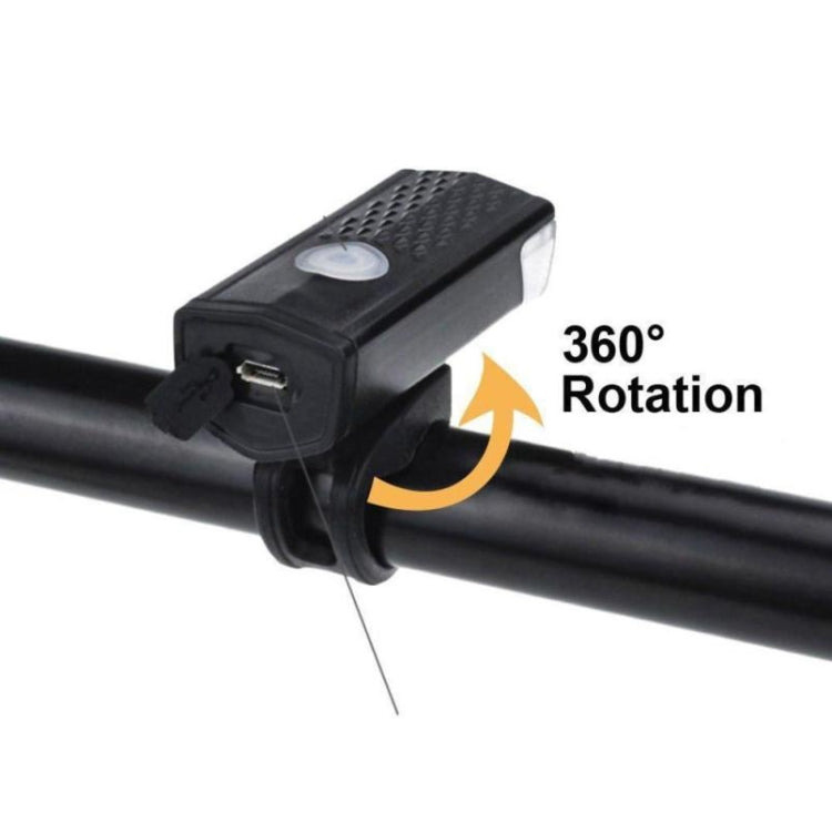 Đèn xe đạp nổi bật sạc USB chống nước, bộ đèn pha và đèn hậu xe đạp, đèn pha + đèn hậu (Màu đen)