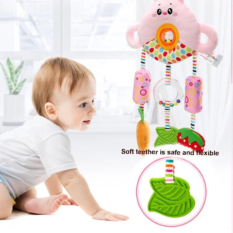 Đồ chơi treo xe đẩy cho bé 0-1 tuổi, chuông gấu bông, H168190-3A Gấu, H168190-3B Thỏ