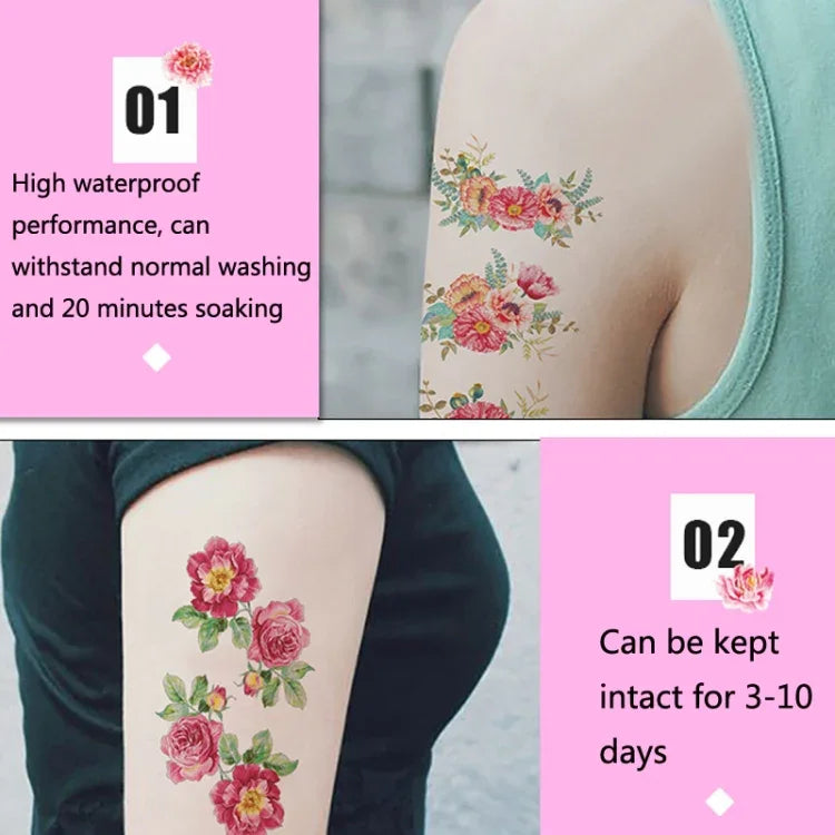50 miếng dán hình xăm hoa nhỏ tươi mới phong cách văn học, hoa hồng chống nước bền lâu dán tay, Q-001, Q-002, Q-003, Q-012, Q-016, Q-017, Q-019, Q-022, Q-025, Q-029, Q-031, Q-032