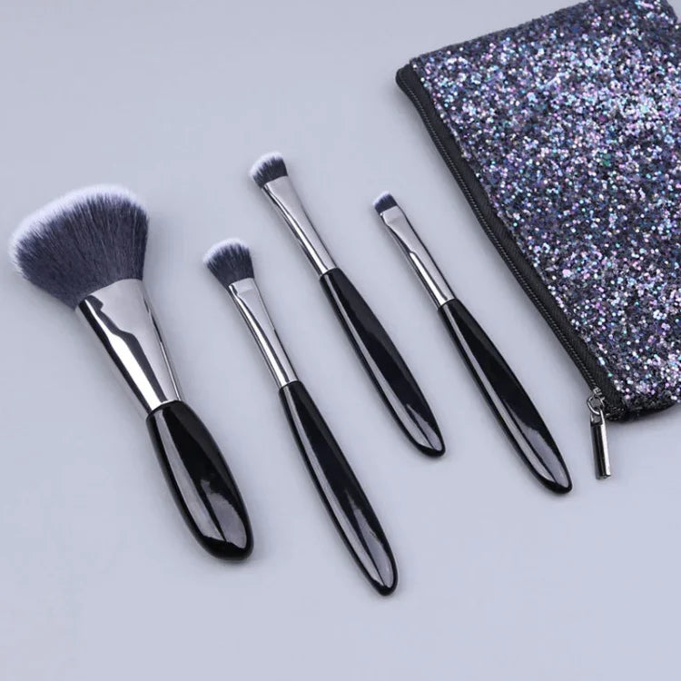 4 In 1 Black Pebbles Makeup Brush Set Eyeshadow Brush Foundation Brush Portable Makeup Brush,Style:, Bare Brush