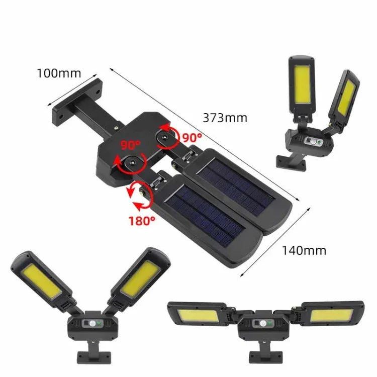 Đèn tường cảm ứng cơ thể người ngoài trời 2 đầu năng lượng mặt trời TG-TY097 đèn LED vườn đường, 200 COB