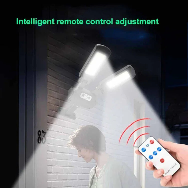 Đèn tường cảm ứng cơ thể người ngoài trời 2 đầu năng lượng mặt trời TG-TY097 đèn LED vườn đường, 200 COB
