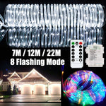 Dây đèn trang trí tiệc lễ hội ống, đèn LED trang trí sân vườn có điều khiển từ xa, kích thước: 7m 50 đèn LED dùng nguồn USB, 12m 100 đèn LED dùng nguồn USB
