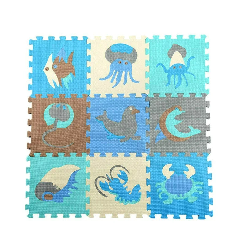 9pcs / Set Splicing Mobilization EVA Marine Foam Mats Children Educational Toys Puzzle Anti-skid And Anti-fall Crawling Mat