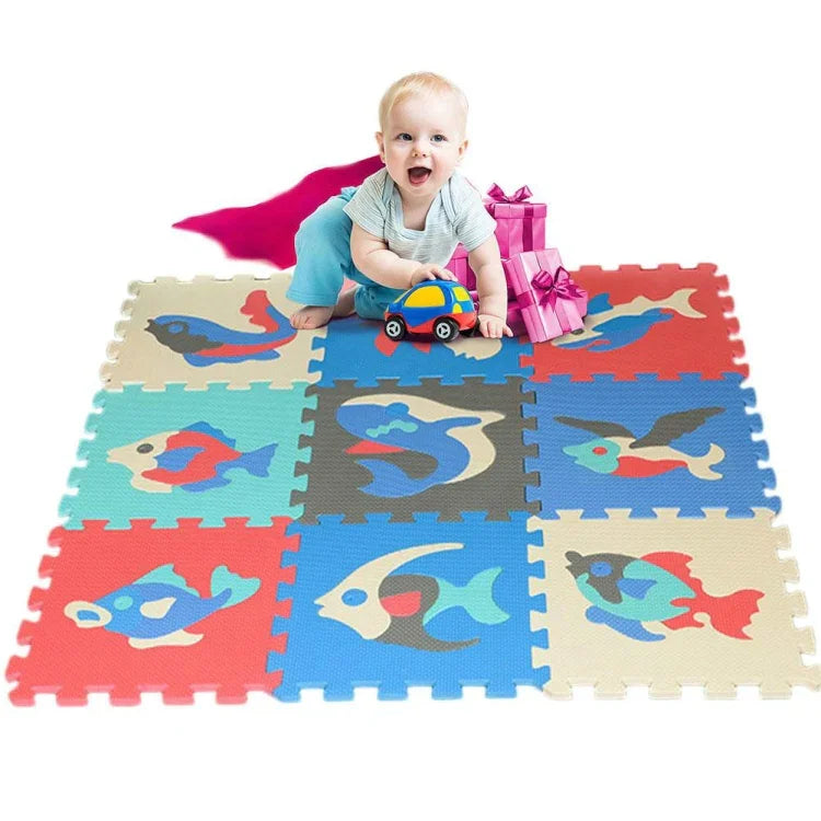 Bộ 9 tấm thảm xốp EVA ghép lại, đồ chơi giáo dục cho trẻ em, thảm chống trượt và chống ngã khi bò