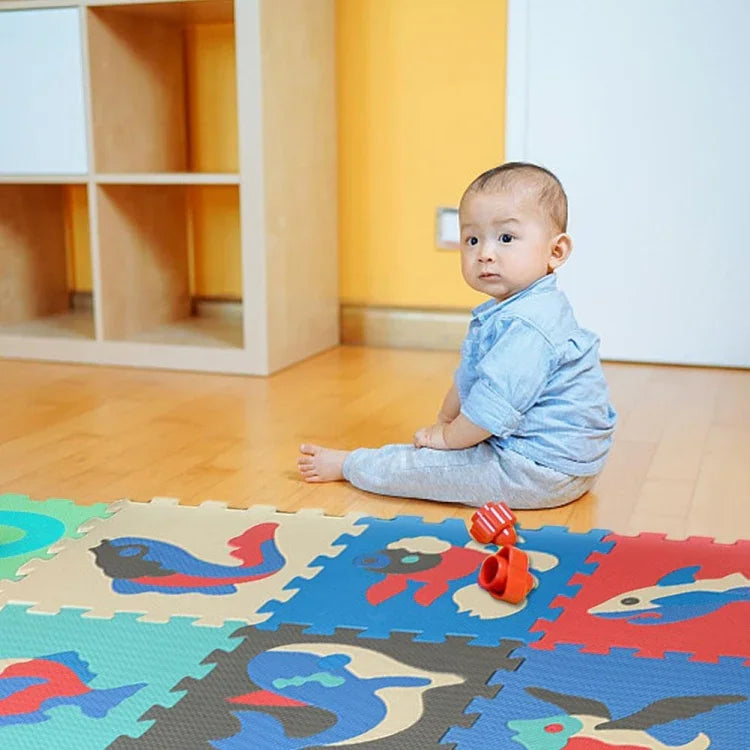 Bộ 9 tấm thảm xốp EVA ghép lại, đồ chơi giáo dục cho trẻ em, thảm chống trượt và chống ngã khi bò
