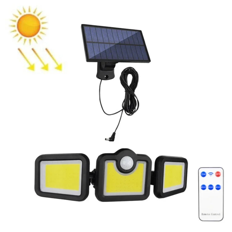 TG-TY075 Đèn tường ngoài trời năng lượng mặt trời 3 đầu có thể xoay cảm biến cơ thể, kiểu:, 138 LED tách rời, 108 LED tách rời, 171 COB tách rời, 122 LED tách rời