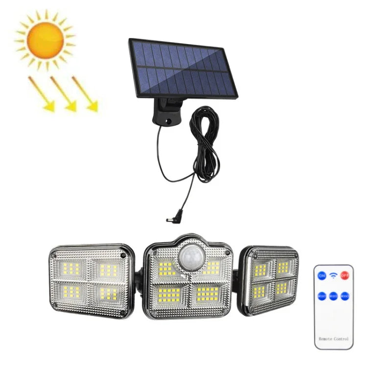 TG-TY075 Đèn tường ngoài trời năng lượng mặt trời 3 đầu có thể xoay cảm biến cơ thể, kiểu:, 138 LED tách rời, 108 LED tách rời, 171 COB tách rời, 122 LED tách rời