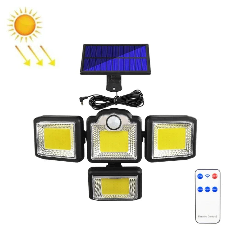 TG-TY085 Solar 4-Head Rotatable Wall Light with Remote Control Body Sensing Outdoor Waterproof Garden Lamp, Style:, 192 LED Integrated, 198 LED Integrated, 192 COB Integrated, 198 COB Integrated, 192 LED Separated, 198 LED Separated, 192 COB Separated