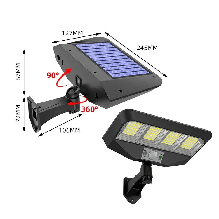 TG-TY081 Đèn tường năng lượng mặt trời LED cảm biến cơ thể ngoài trời chống nước cho sân có điều khiển từ xa, kiểu:, 138 LED tích hợp, 160 LED tích hợp, 138 COB tích hợp, 160 COB tích hợp, 138 LED tách rời, 160 LED tách rời, 138 COB tách rời