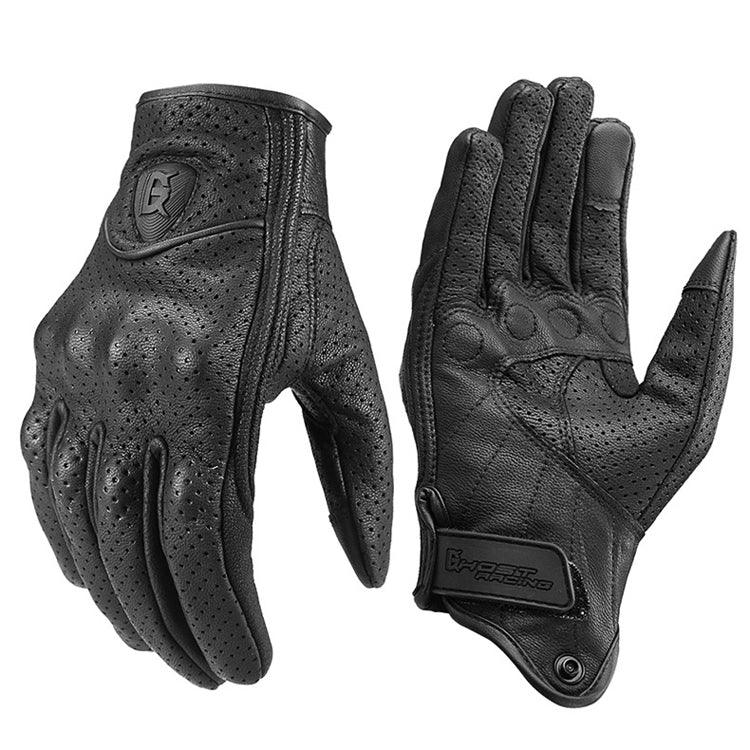 Găng tay da đi xe máy GHOST RACING GR-ST06 thoáng khí cảm ứng chống rơi, M, L, XL