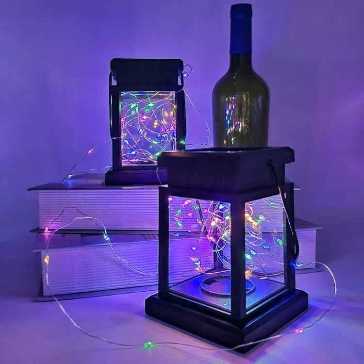 Đèn dây đồng cổ điển trang trí lễ hội đèn lồng gió sao LED năng lượng mặt trời, Dây đồng / Đèn màu sắc
