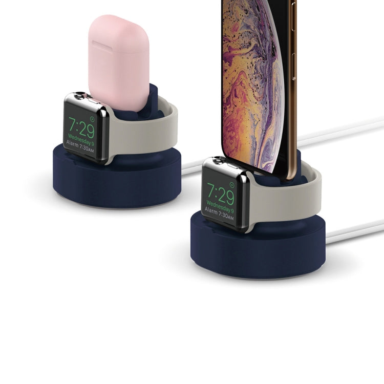Giá đỡ sạc đồng hồ thông minh 2 trong 1 bằng silicone để bàn cho Apple Watch, màu đen, trắng, hồng, xanh đậm, xám
