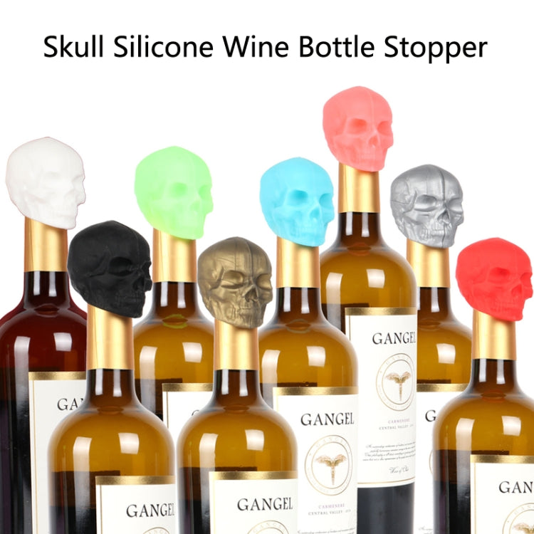 Nút chai rượu silicon hình đầu lâu chống rò rỉ giữ tươi, màu đỏ đậm, đen, trắng, xanh phát quang, xanh dương phát quang, đồng, bạc cổ, đỏ rượu