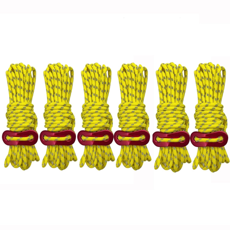 Outdoor Camping Tent Canopy Wind Rope Luminous Multi-Function Wind Rope Buckle Tent Fixed Rope, 4m x 4 Rolls, 4m x 6 Rolls