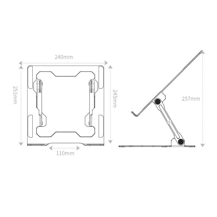 Giá đỡ laptop gập tích hợp, để bàn phẳng thoát nhiệt rỗng, màu xám không gian sâu, bạc mặt trăng
