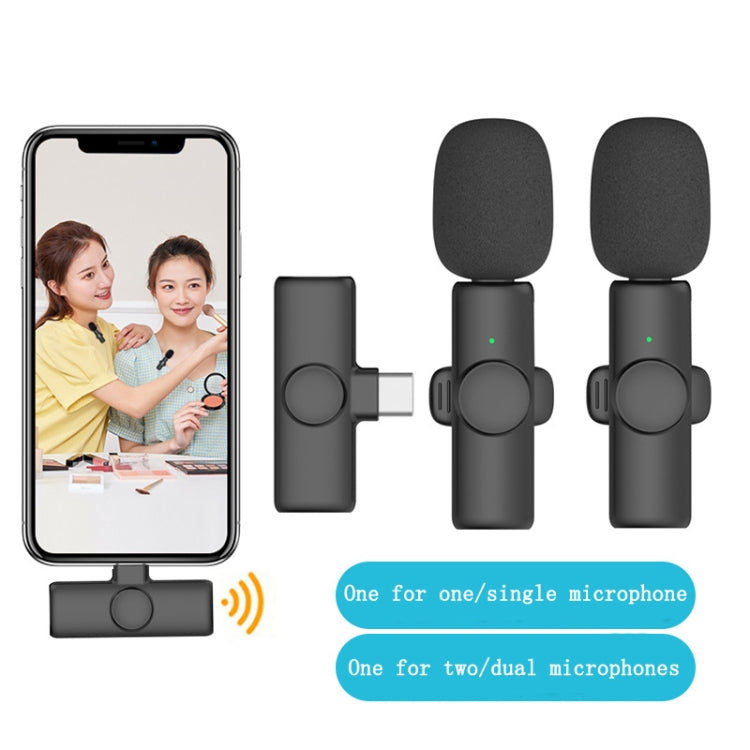 Micro không dây Lavalier cho điện thoại quay video trực tiếp, 8 chân trực tiếp 1-1, Type C 1-1, Type-C 1-2
