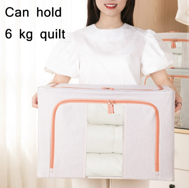 Hộp đựng quần áo chăn bông khung thép vải, túi đựng cotton linen có cửa sổ, dung tích 22L 39x29x20cm, 100L 60x42x40cm, 66L 50x40x33cm, 24L 40x30x20cm
