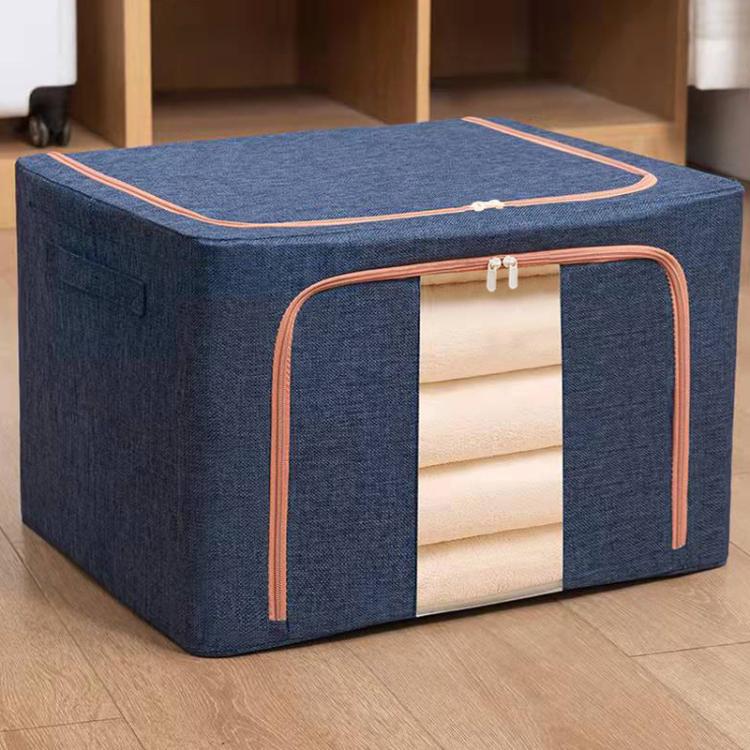 Hộp đựng quần áo chăn bông khung thép vải, túi đựng cotton linen có cửa sổ, dung tích 22L 39x29x20cm, 100L 60x42x40cm, 66L 50x40x33cm, 24L 40x30x20cm