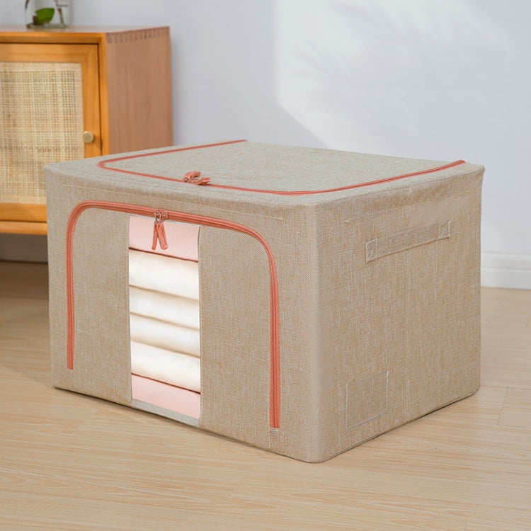 Hộp đựng quần áo chăn bông khung thép vải, túi đựng cotton linen có cửa sổ, dung tích 22L 39x29x20cm, 100L 60x42x40cm, 66L 50x40x33cm, 24L 40x30x20cm