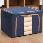 Hộp đựng quần áo chăn bông khung thép vải, túi đựng cotton linen có cửa sổ, dung tích 22L 39x29x20cm, 100L 60x42x40cm, 66L 50x40x33cm, 24L 40x30x20cm
