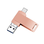 USB 3.0 + 8 Pin + USB-C / Type-C 3 trong 1 Ổ đĩa kim loại xoay cho điện thoại máy tính, 32GB, 16GB, 64GB