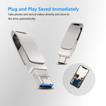 USB 3.0 + 8 Pin + USB-C / Type-C 3 trong 1 Ổ đĩa kim loại xoay cho điện thoại máy tính, 32GB, 16GB, 64GB