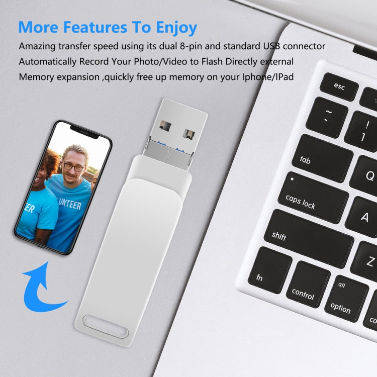 USB 3.0 + 8 Pin + USB-C / Type-C 3 trong 1 Ổ đĩa kim loại xoay cho điện thoại máy tính, 32GB, 16GB, 64GB